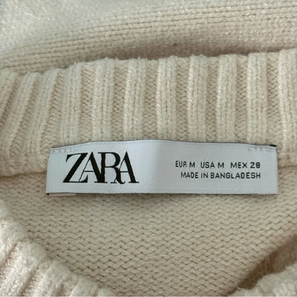 Zara Cream and Navy Striped Crewneck Sweater - Picture 4 of 4